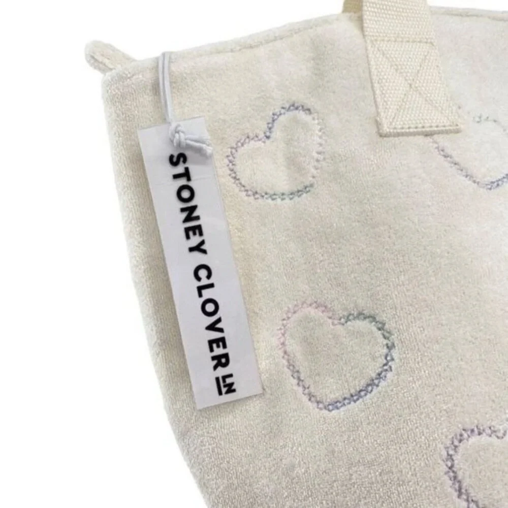 Stoney Clover Lane Terry Embroidered Hearts Zip Top Tote Bag
